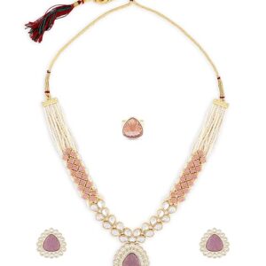 ZAVERI PEARLS Pink Purple Stones